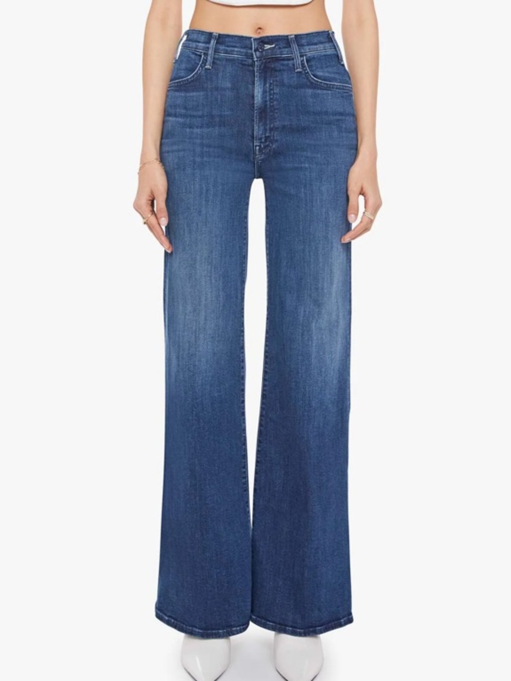 Mother Wide Leg The Hustler Roller Sneak Jeans In Heirloom Wash Size 30